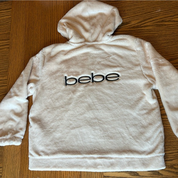 Bebe Luxurious Faux Fur Hooded Jacket in Cream and Black, Knit Lined    Size XL - Picture 1 of 13